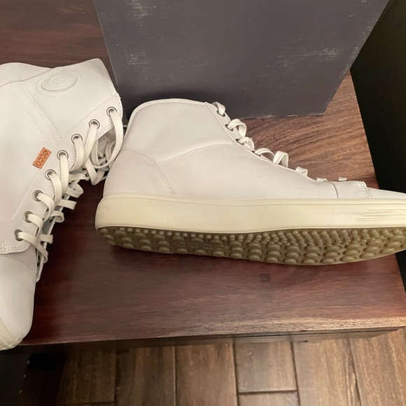 Ecco White Blanc Sneakers Size 11 - Picture 4 of 8